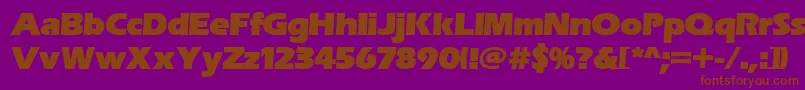 フォントErasitcpeeult – 紫色の背景に茶色のフォント