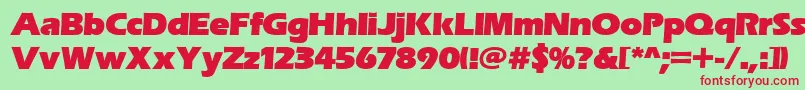 フォントErasitcpeeult – 赤い文字の緑の背景