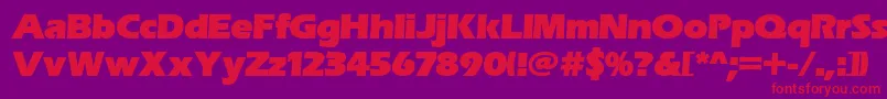フォントErasitcpeeult – 紫の背景に赤い文字