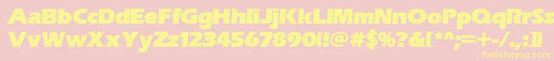 Erasitcpeeult-fontti – keltaiset fontit vaaleanpunaisella taustalla