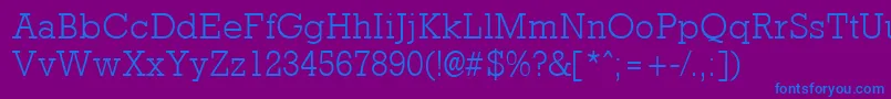 RockneylightRegular Font – Blue Fonts on Purple Background