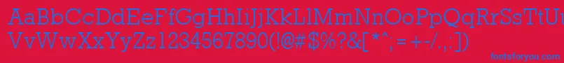 フォントRockneylightRegular – 赤い背景に青い文字