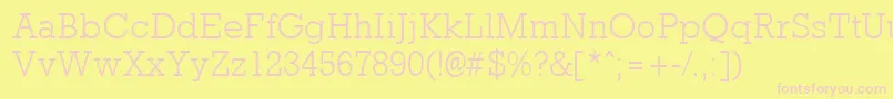 RockneylightRegular Font – Pink Fonts on Yellow Background