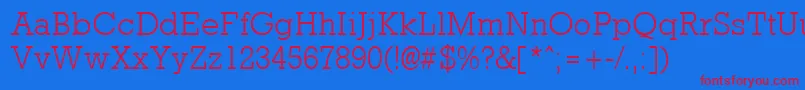 RockneylightRegular Font – Red Fonts on Blue Background