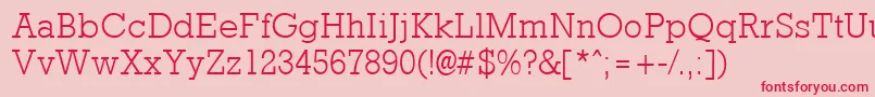 RockneylightRegular Font – Red Fonts on Pink Background