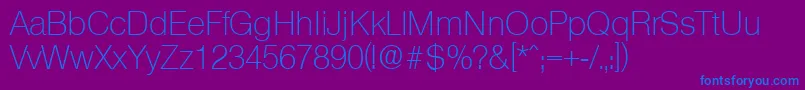 フォントOlympiaXlight – 紫色の背景に青い文字