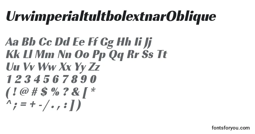 A fonte UrwimperialtultbolextnarOblique – alfabeto, números, caracteres especiais