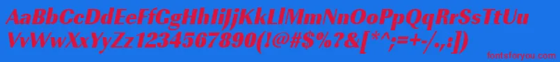 UrwimperialtultbolextnarOblique Font – Red Fonts on Blue Background