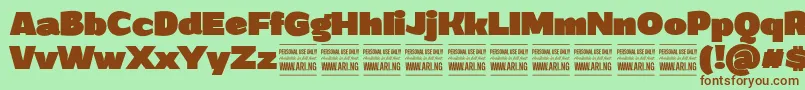 GrandiblackPersonalUse Font – Brown Fonts on Green Background