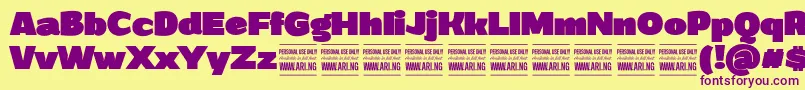 GrandiblackPersonalUse-fontti – violetit fontit keltaisella taustalla