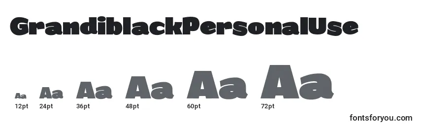GrandiblackPersonalUse Font Sizes