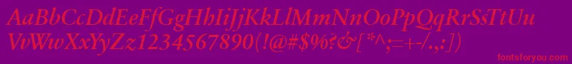 SabonnextLtDemiItalic Font – Red Fonts on Purple Background