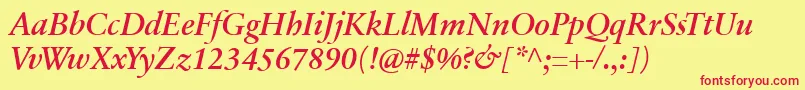 SabonnextLtDemiItalic Font – Red Fonts on Yellow Background