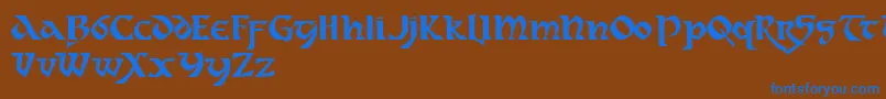 フォントDahaut – 茶色の背景に青い文字