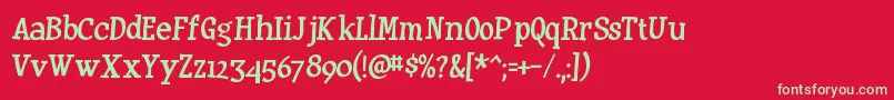 Czcionka HuxtableRegular – zielone czcionki na czerwonym tle