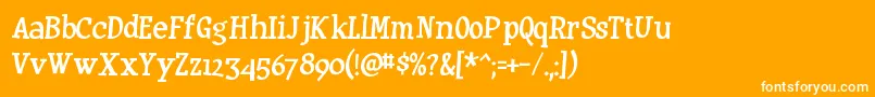 HuxtableRegular-Schriftart – Weiße Schriften auf orangefarbenem Hintergrund