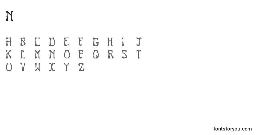 Nouveau font – alphabet, numbers, special characters