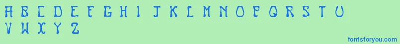 Nouveau Font – Blue Fonts on Green Background