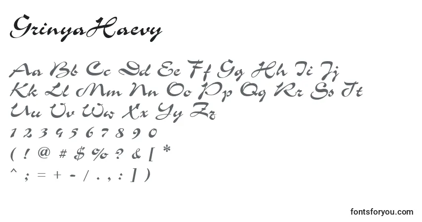Fuente GrinyaHaevy - alfabeto, números, caracteres especiales