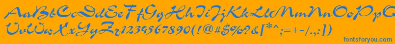 フォントGrinyaHaevy – オレンジの背景に青い文字