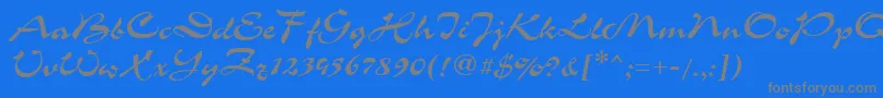 フォントGrinyaHaevy – 青い背景に灰色の文字