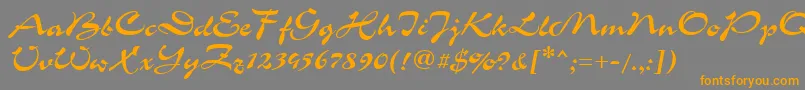 フォントGrinyaHaevy – オレンジの文字は灰色の背景にあります。