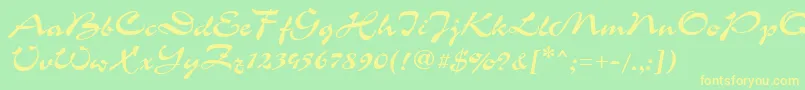 フォントGrinyaHaevy – 黄色の文字が緑の背景にあります