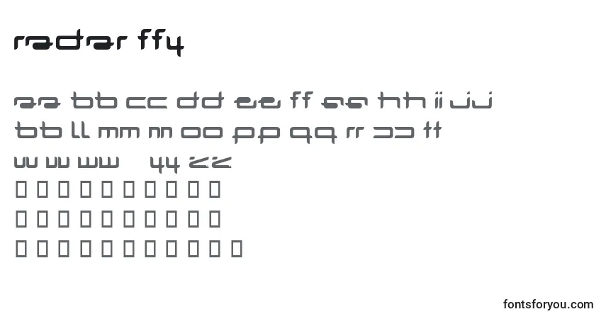 Fuente Radar ffy - alfabeto, números, caracteres especiales