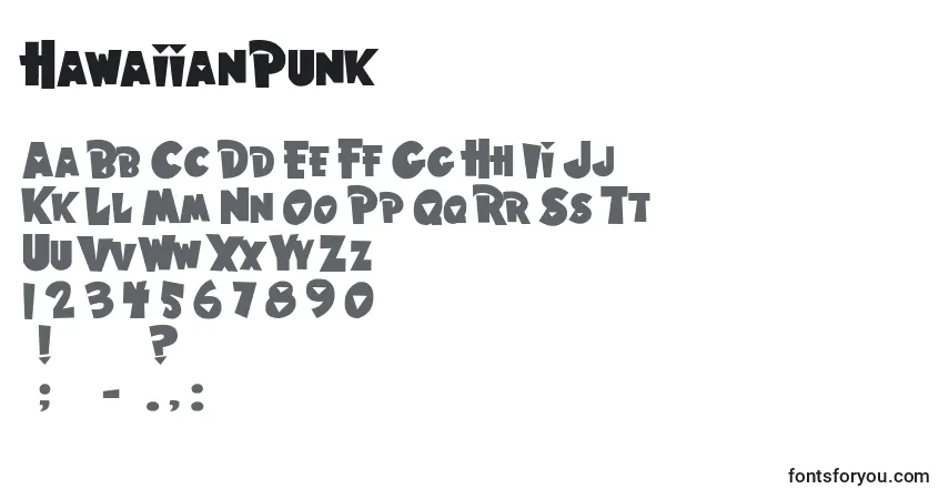 Schriftart HawaiianPunk – Alphabet, Zahlen, spezielle Symbole