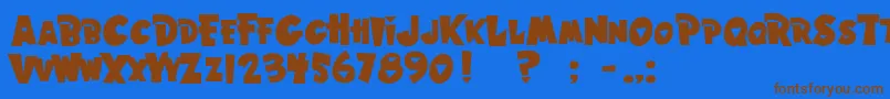 フォントHawaiianPunk – 茶色の文字が青い背景にあります。
