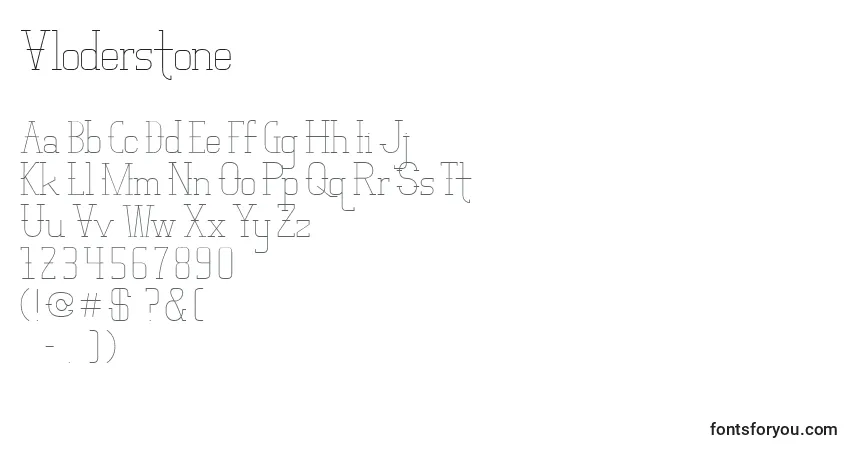 Czcionka Vloderstone – alfabet, cyfry, specjalne znaki