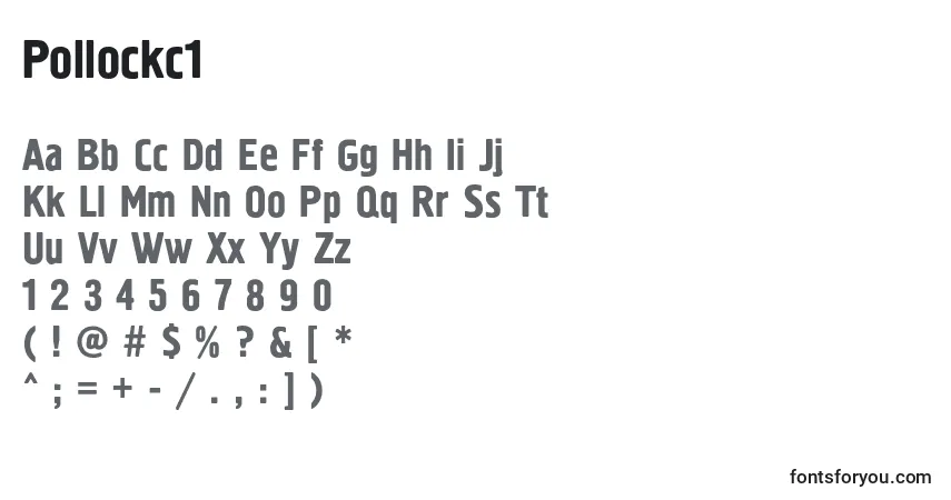 Czcionka Pollockc1 – alfabet, cyfry, specjalne znaki