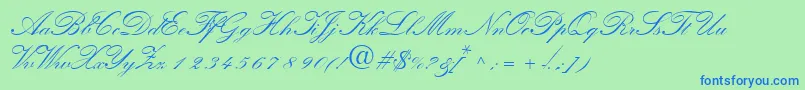 QuillscriptsskBold Font – Blue Fonts on Green Background