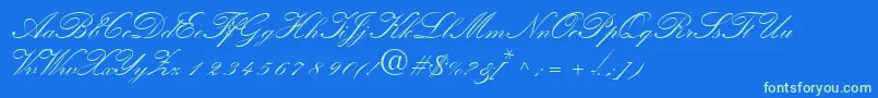 QuillscriptsskBold Font – Green Fonts on Blue Background