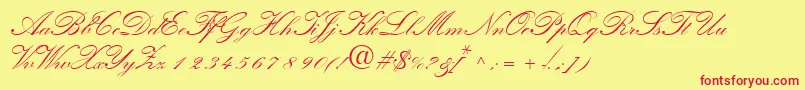 QuillscriptsskBold Font – Red Fonts on Yellow Background