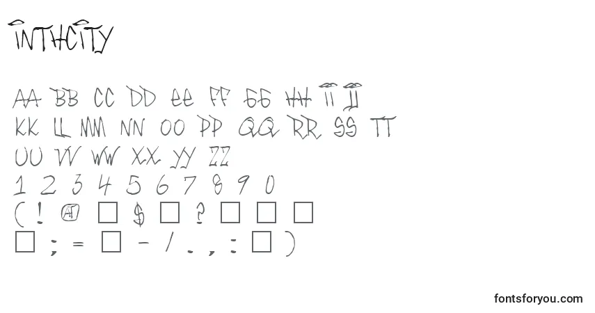 Schriftart Inthcity – Alphabet, Zahlen, spezielle Symbole