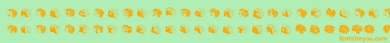 フォントTypeboxesrounded2 – オレンジの文字が緑の背景にあります。