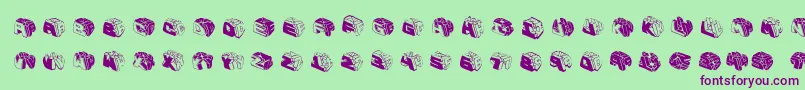 Typeboxesrounded2-Schriftart – Violette Schriften auf grünem Hintergrund