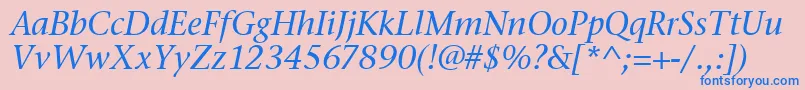 フォントStoneSerifItcTtMediumitalic – ピンクの背景に青い文字