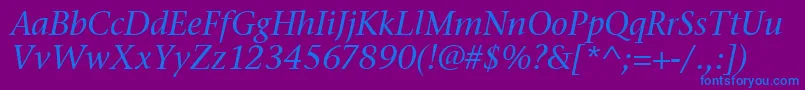 StoneSerifItcTtMediumitalic Font – Blue Fonts on Purple Background