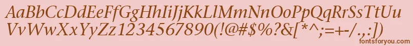 StoneSerifItcTtMediumitalic Font – Brown Fonts on Pink Background