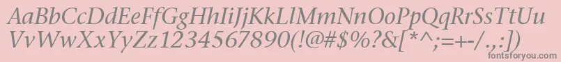 Fonte StoneSerifItcTtMediumitalic – fontes cinzas em um fundo rosa