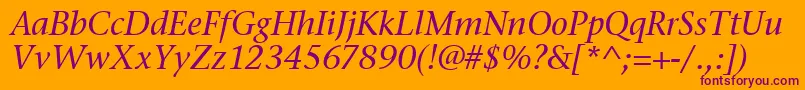 StoneSerifItcTtMediumitalic Font – Purple Fonts on Orange Background