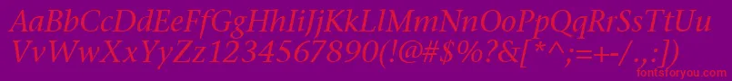 StoneSerifItcTtMediumitalic Font – Red Fonts on Purple Background