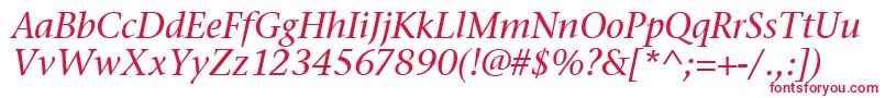 フォントStoneSerifItcTtMediumitalic – 白い背景に赤い文字