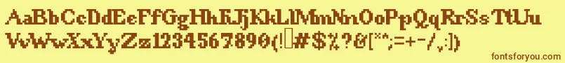 Fonte 8BitSnobbery – fontes marrons em um fundo amarelo