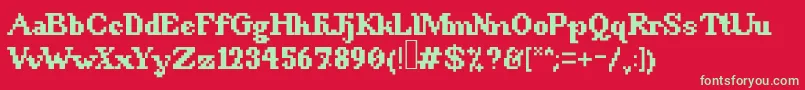 Czcionka 8BitSnobbery – zielone czcionki na czerwonym tle