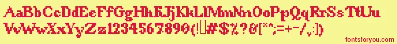 8BitSnobbery-Schriftart – Rote Schriften auf gelbem Hintergrund