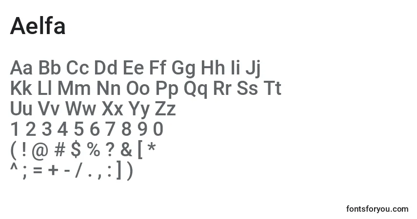 Czcionka Aelfa – alfabet, cyfry, specjalne znaki