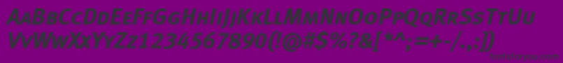 MetaboldcapslfcItalic-fontti – mustat fontit violetilla taustalla